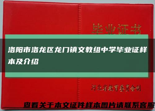 洛阳市洛龙区龙门镇文教组中学毕业证样本及介绍缩略图