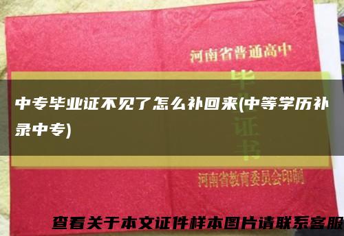 中专毕业证不见了怎么补回来(中等学历补录中专)缩略图