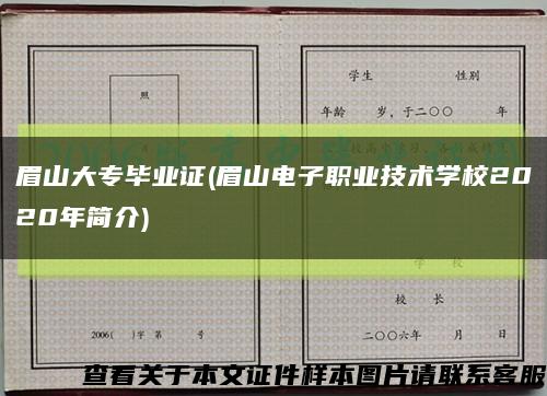 眉山大专毕业证(眉山电子职业技术学校2020年简介)缩略图