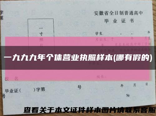 一九九九年个体营业执照样本(哪有假的)缩略图