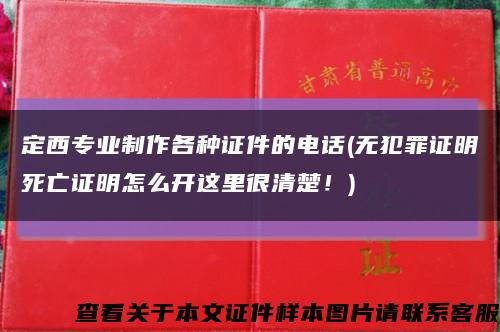 定西专业制作各种证件的电话(无犯罪证明死亡证明怎么开这里很清楚！)缩略图