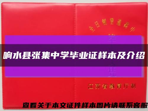 响水县张集中学毕业证样本及介绍缩略图