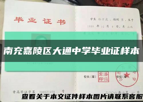 南充嘉陵区大通中学毕业证样本缩略图