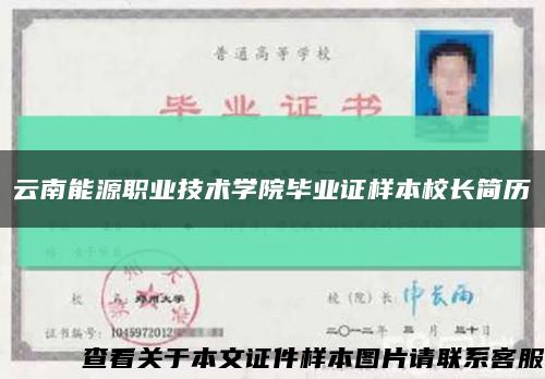 云南能源职业技术学院毕业证样本校长简历缩略图