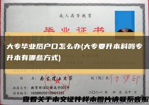 大专毕业后户口怎么办(大专要升本科吗专升本有哪些方式)缩略图