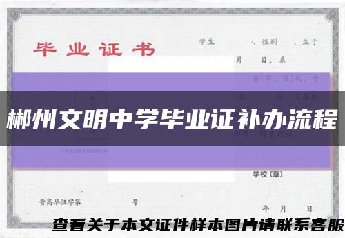 郴州文明中学毕业证补办流程缩略图