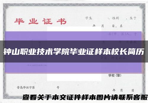 钟山职业技术学院毕业证样本校长简历缩略图