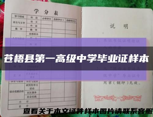 苍梧县第一高级中学毕业证样本缩略图