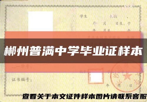 郴州普满中学毕业证样本缩略图