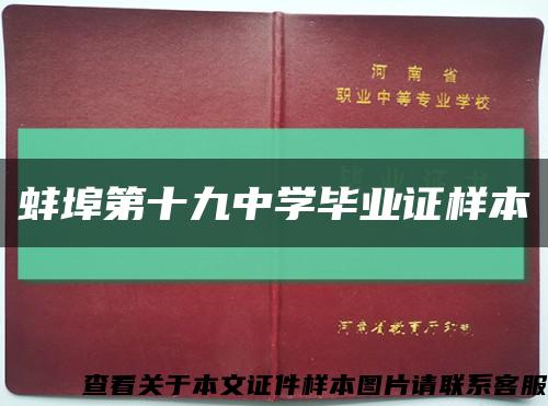 蚌埠第十九中学毕业证样本缩略图