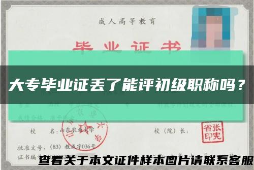 大专毕业证丢了能评初级职称吗？缩略图