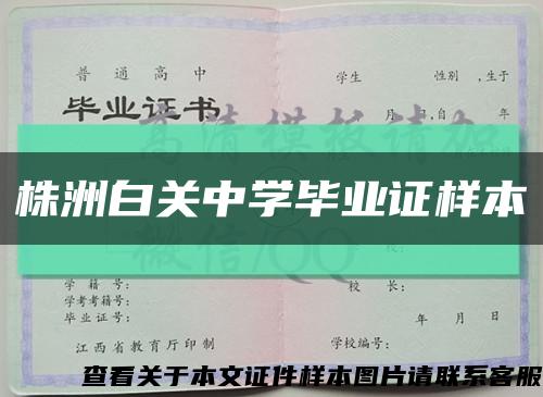 株洲白关中学毕业证样本缩略图