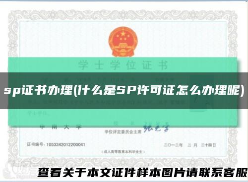 sp证书办理(什么是SP许可证怎么办理呢)缩略图