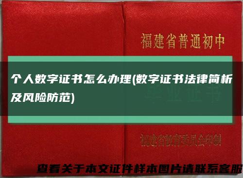 个人数字证书怎么办理(数字证书法律简析及风险防范)缩略图