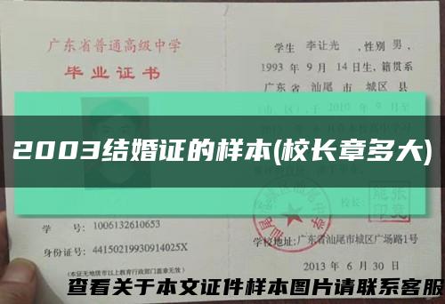 2003结婚证的样本(校长章多大)缩略图