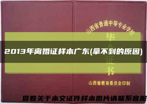 2013年离婚证样本广东(拿不到的原因)缩略图