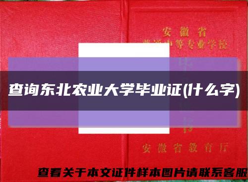 查询东北农业大学毕业证(什么字)缩略图