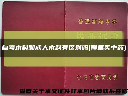 自考本科和成人本科有区别吗(哪里买中药)缩略图