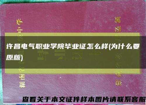 许昌电气职业学院毕业证怎么样(为什么要原版)缩略图