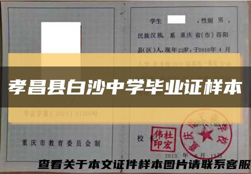 孝昌县白沙中学毕业证样本缩略图