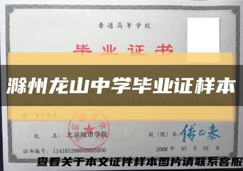 滁州龙山中学毕业证样本缩略图