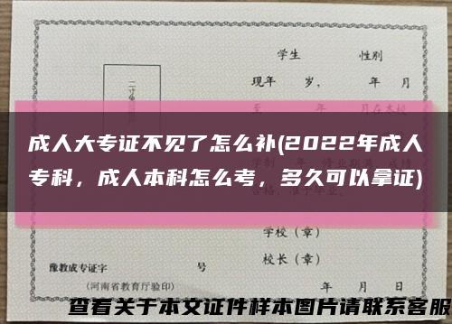 成人大专证不见了怎么补(2022年成人专科，成人本科怎么考，多久可以拿证)缩略图