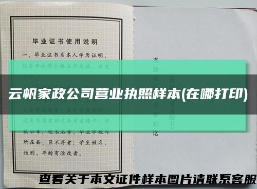 云帆家政公司营业执照样本(在哪打印)缩略图