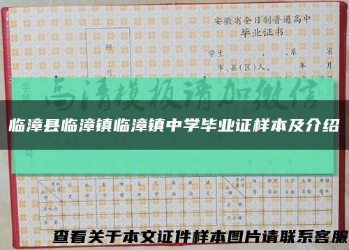 临漳县临漳镇临漳镇中学毕业证样本及介绍缩略图