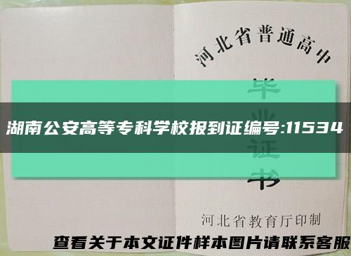 湖南公安高等专科学校报到证编号:11534缩略图