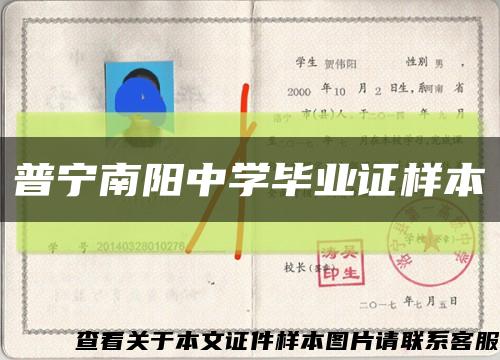 普宁南阳中学毕业证样本缩略图