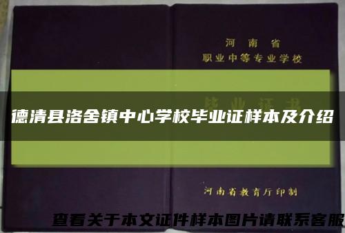 德清县洛舍镇中心学校毕业证样本及介绍缩略图