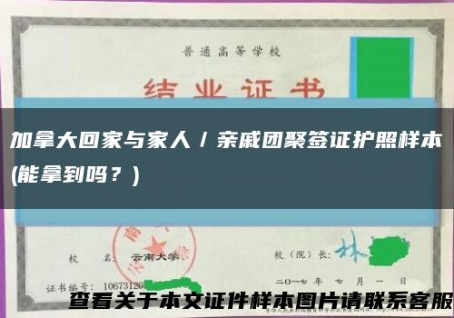 加拿大回家与家人／亲戚团聚签证护照样本(能拿到吗？)缩略图