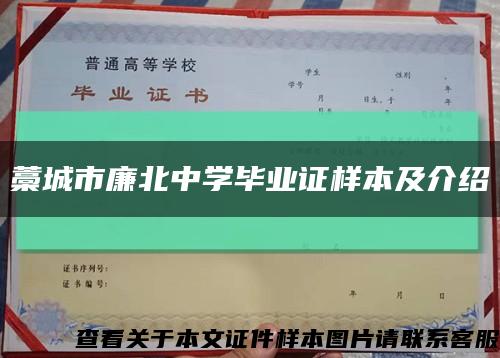 藁城市廉北中学毕业证样本及介绍缩略图