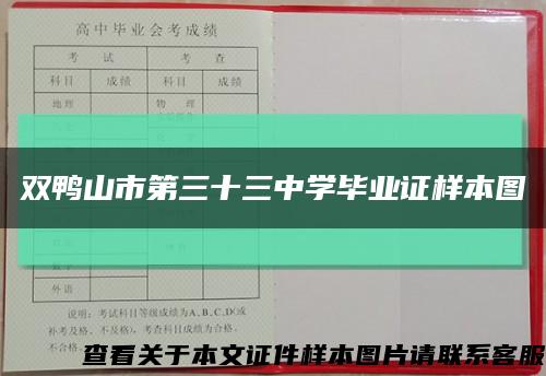 双鸭山市第三十三中学毕业证样本图缩略图