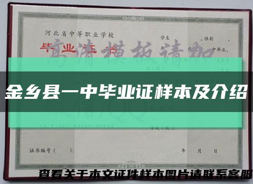 金乡县一中毕业证样本及介绍缩略图