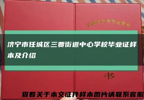 济宁市任城区三贾街道中心学校毕业证样本及介绍缩略图