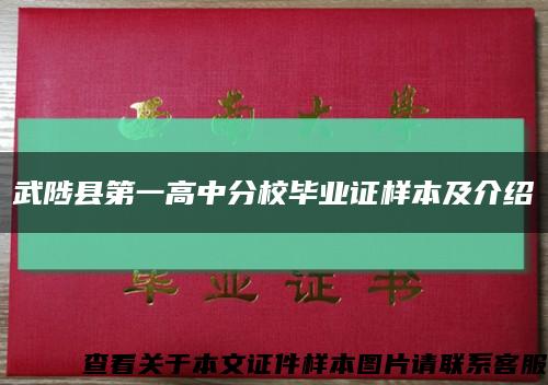 武陟县第一高中分校毕业证样本及介绍缩略图