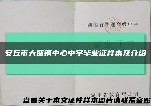 安丘市大盛镇中心中学毕业证样本及介绍缩略图