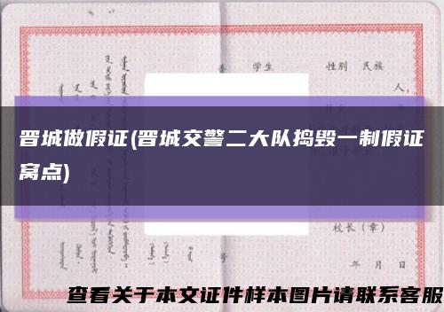 晋城做假证(晋城交警二大队捣毁一制假证窝点)缩略图