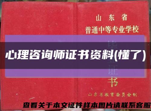 心理咨询师证书资料(懂了)缩略图