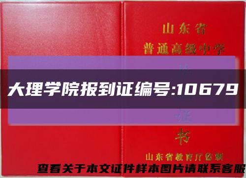 大理学院报到证编号:10679缩略图