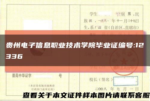 贵州电子信息职业技术学院毕业证编号:12336缩略图