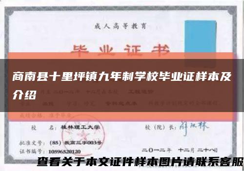 商南县十里坪镇九年制学校毕业证样本及介绍缩略图