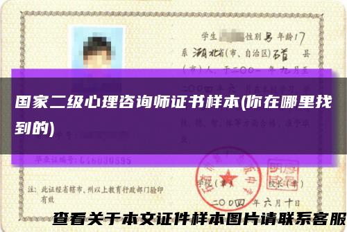 国家二级心理咨询师证书样本(你在哪里找到的)缩略图