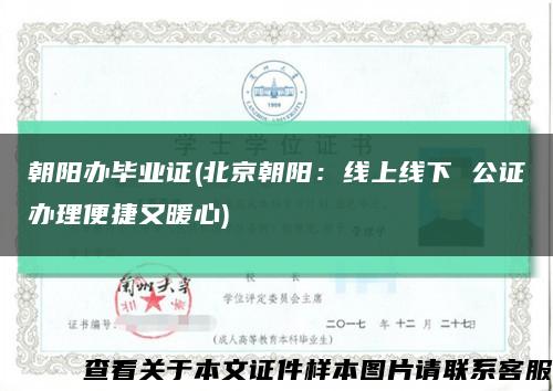 朝阳办毕业证(北京朝阳：线上线下 公证办理便捷又暖心)缩略图