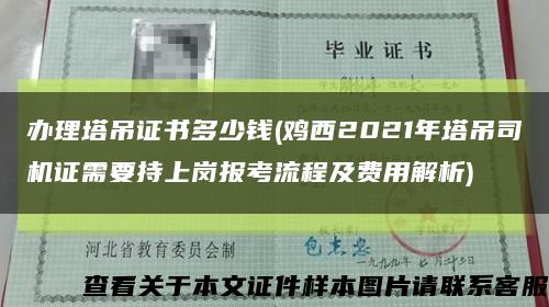 办理塔吊证书多少钱(鸡西2021年塔吊司机证需要持上岗报考流程及费用解析)缩略图