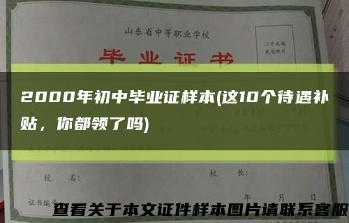 2000年初中毕业证样本(这10个待遇补贴，你都领了吗)缩略图