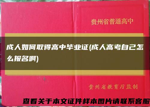 成人如何取得高中毕业证(成人高考自己怎么报名啊)缩略图