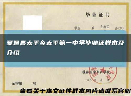 夏邑县太平乡太平第一中学毕业证样本及介绍缩略图