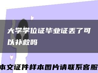 大学学位证毕业证丢了可以补救吗缩略图